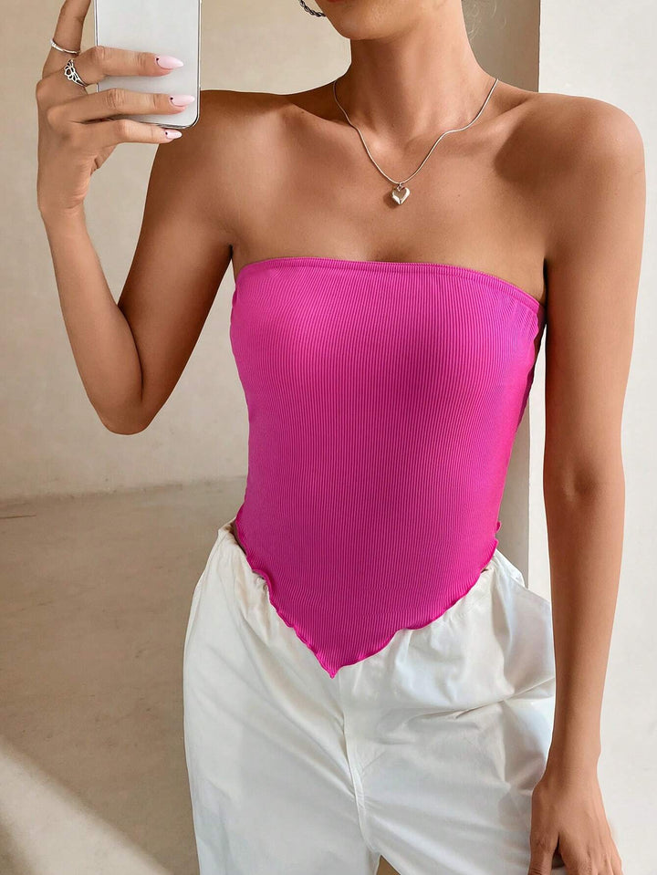Pink Tube Style V Hem Top
