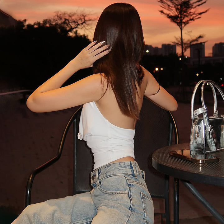 White Halter Neck Top