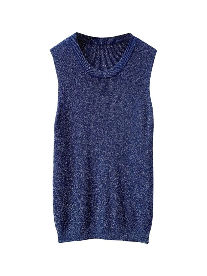 Blue High Neck Basic Solid Tank