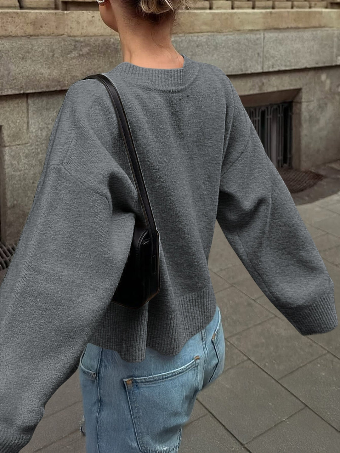 Grey Full Sleeve Round Neck Sweatshirt