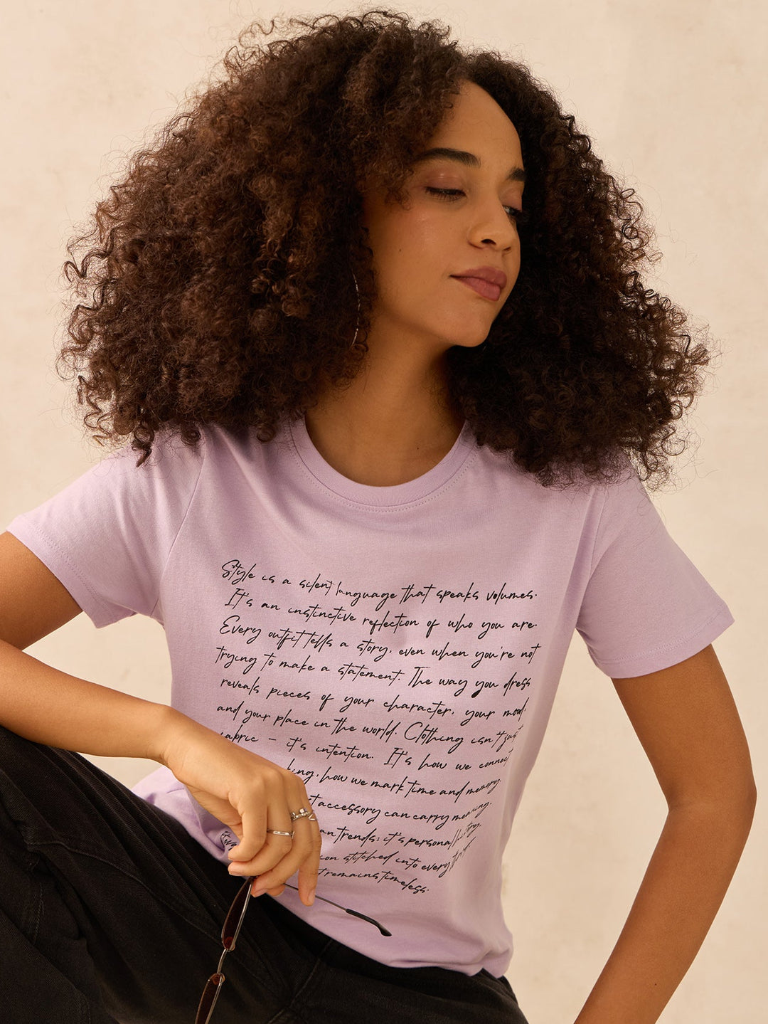 Lilac Regular Fit Graphic Tshirt