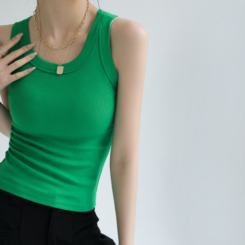 Aqua Solid Ribbed Tank Top