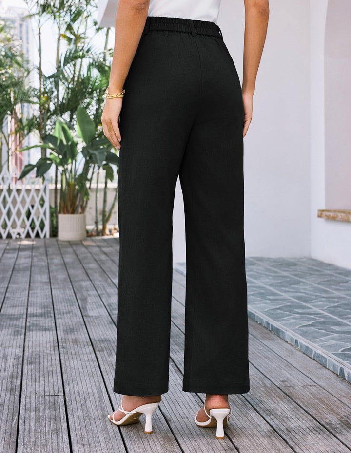Black Front Pockets Straight Leg Trouser
