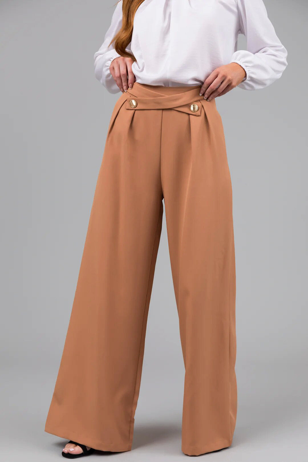Orange Cross Band Waist Wide Leg Trouser