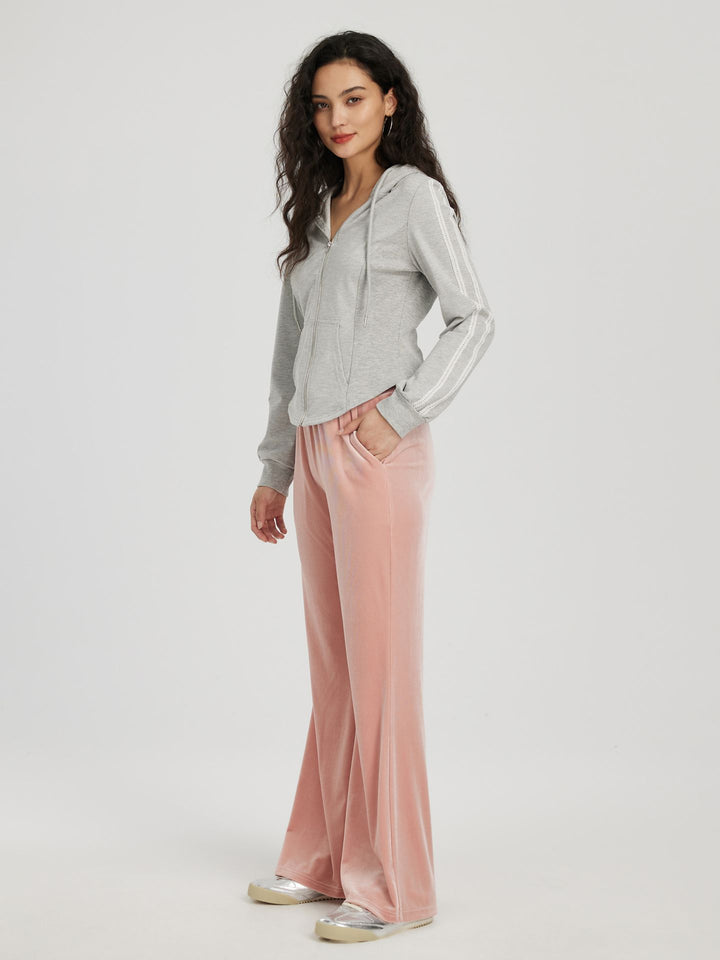 Pink Plush Fabric Flare Jogger