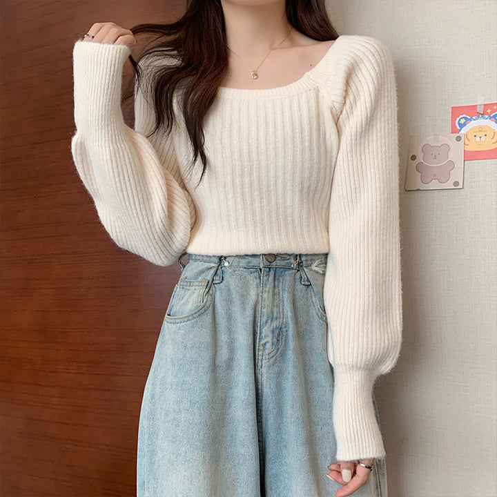 White Sweater Knit Top