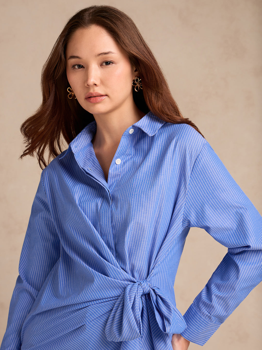 Blue Side Knot Detailing Shirt