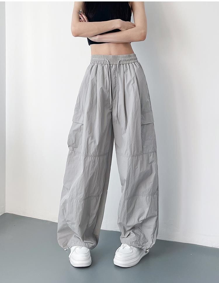 Grey Pin Tucked Baggy Joggers