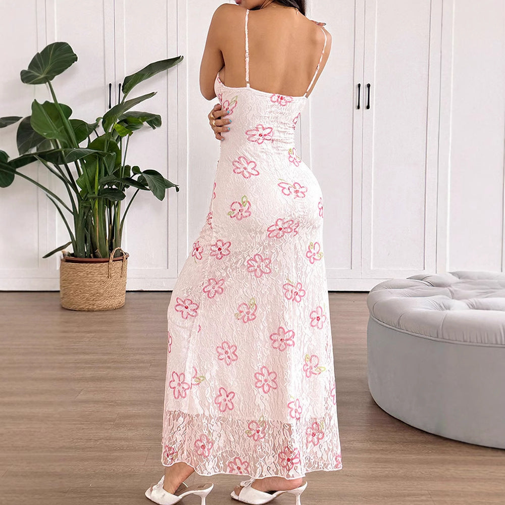 Multi Strappy Printed Maxi Dress