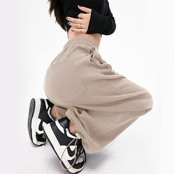 Khaki Elasticated Wide Leg Joggers