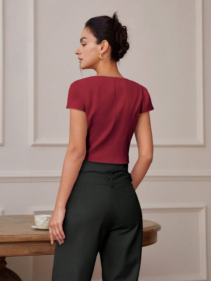 Red Front Button  Top