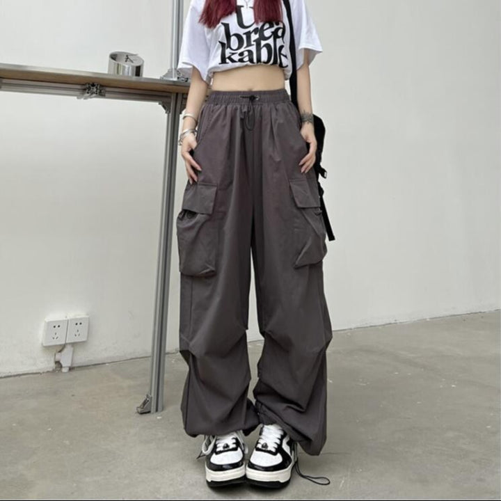 Grey Wide Leg Cargo Pants