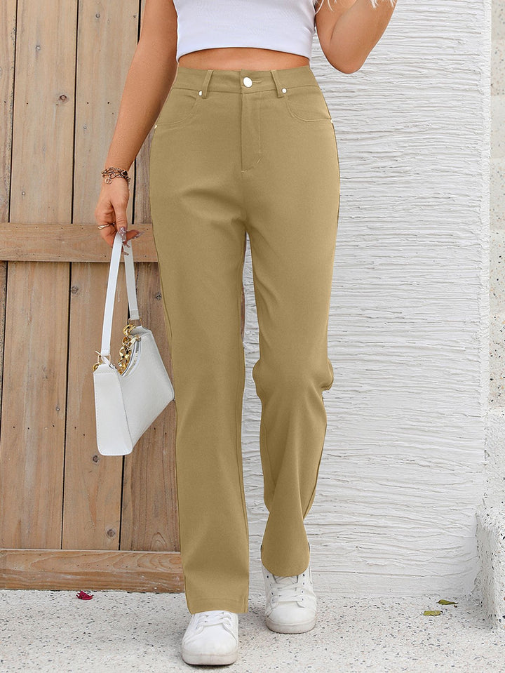 Khaki Straight Fit Trouser