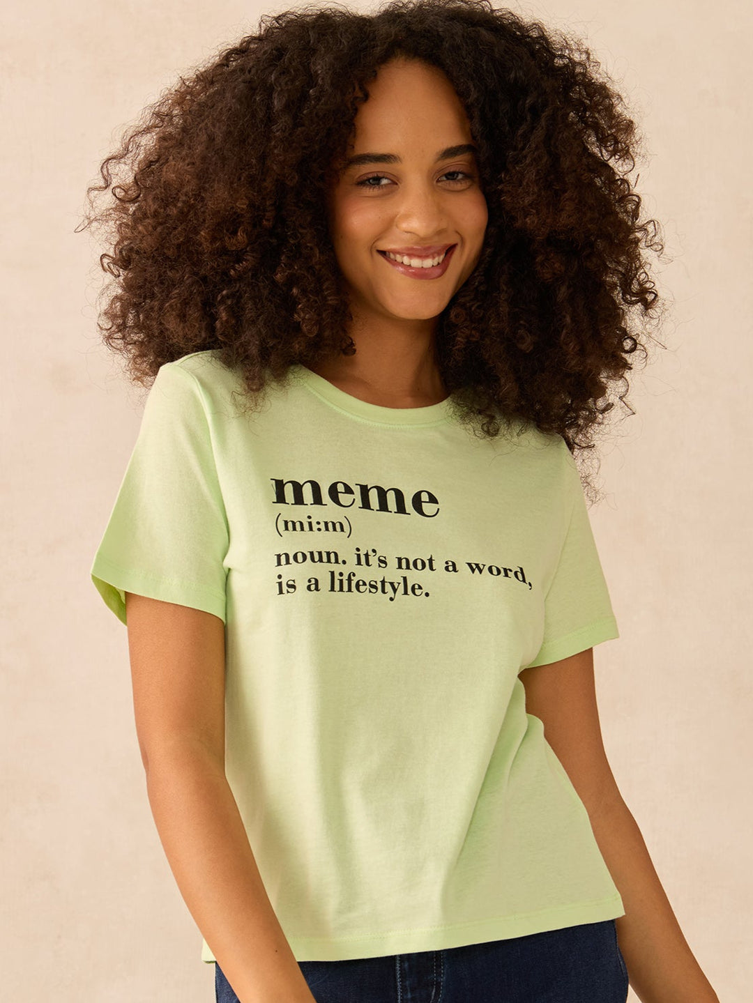 Lime Regular Fit Graphic Tshirt