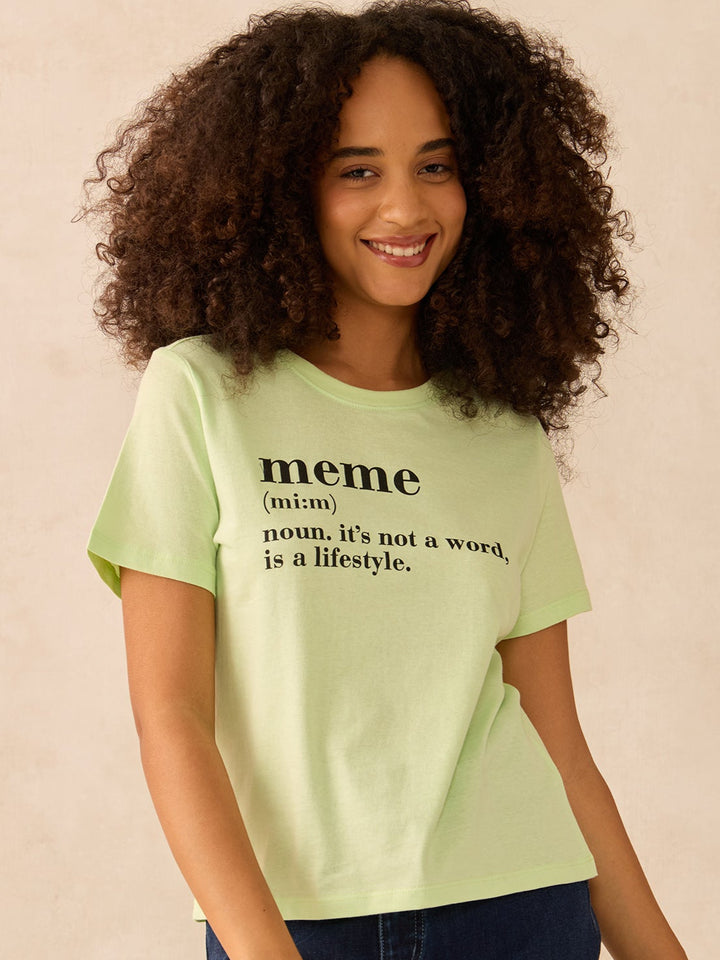 Lime Regular Fit Graphic Tshirt