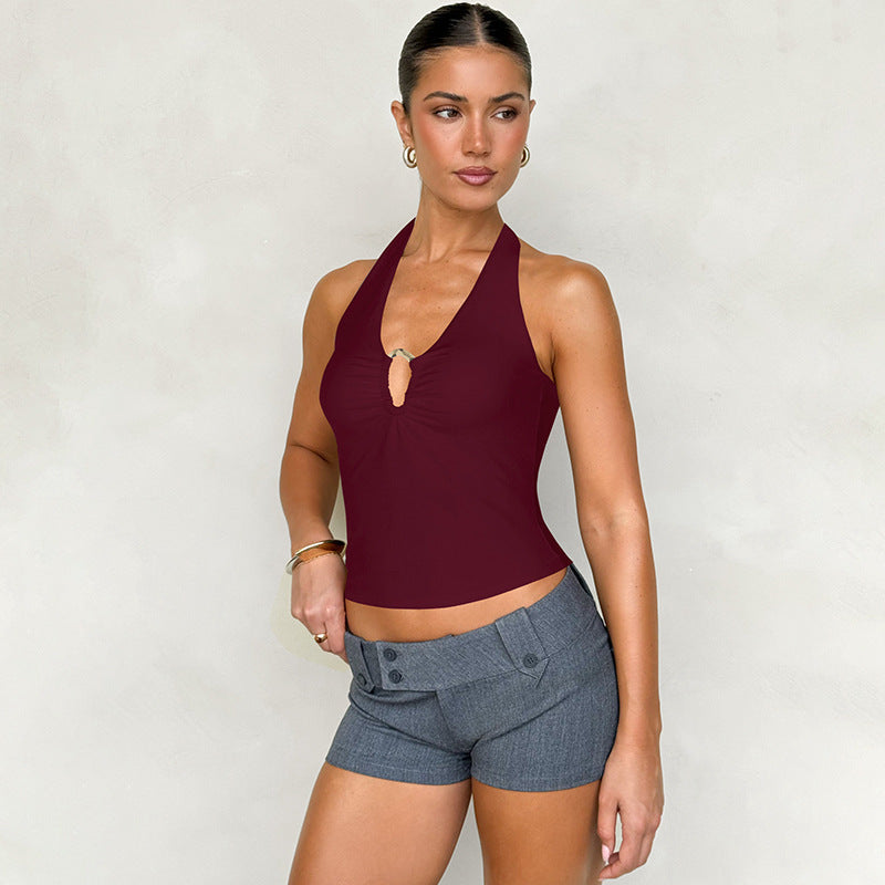 Burgundy Halter Fitted Camisole