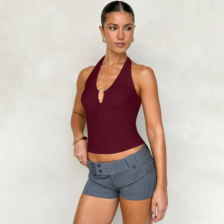 Burgundy Halter Fitted Camisole
