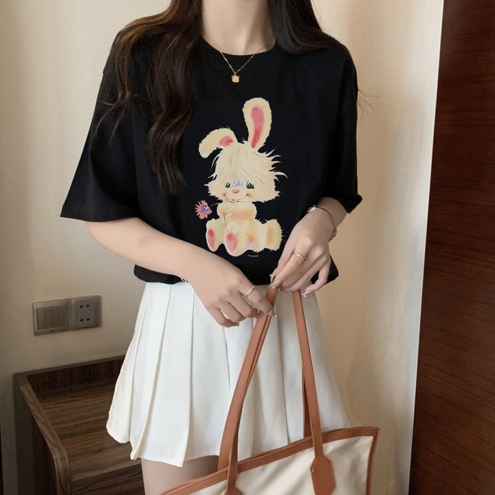 Black Chest Print Graphic Tshirt
