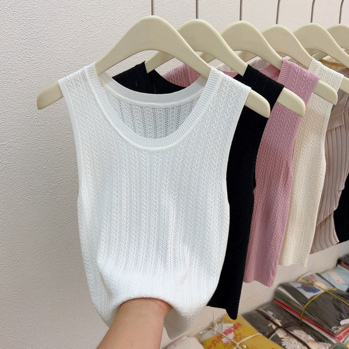 White Textured Tank Top