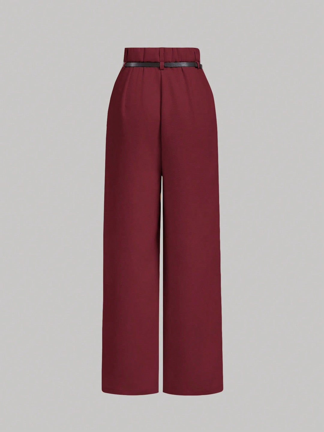 Burgundy High Waist Front Pleated Pant