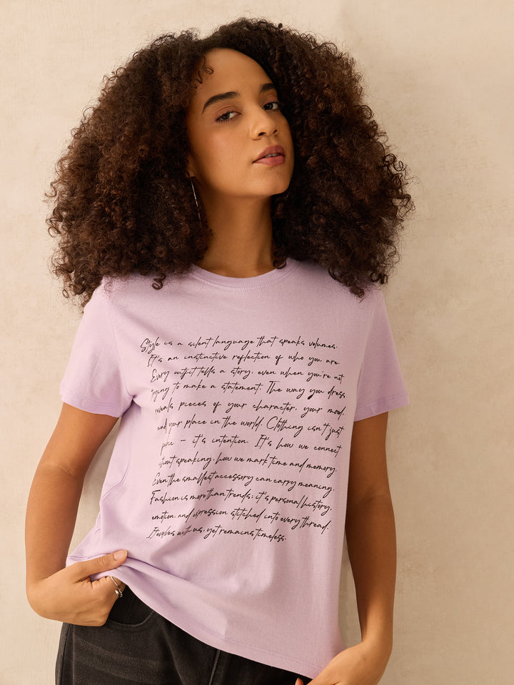 Lilac Regular Fit Graphic Tshirt