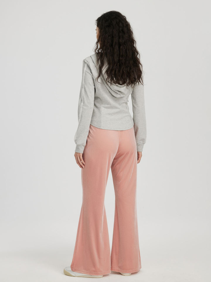 Pink Plush Fabric Flare Jogger
