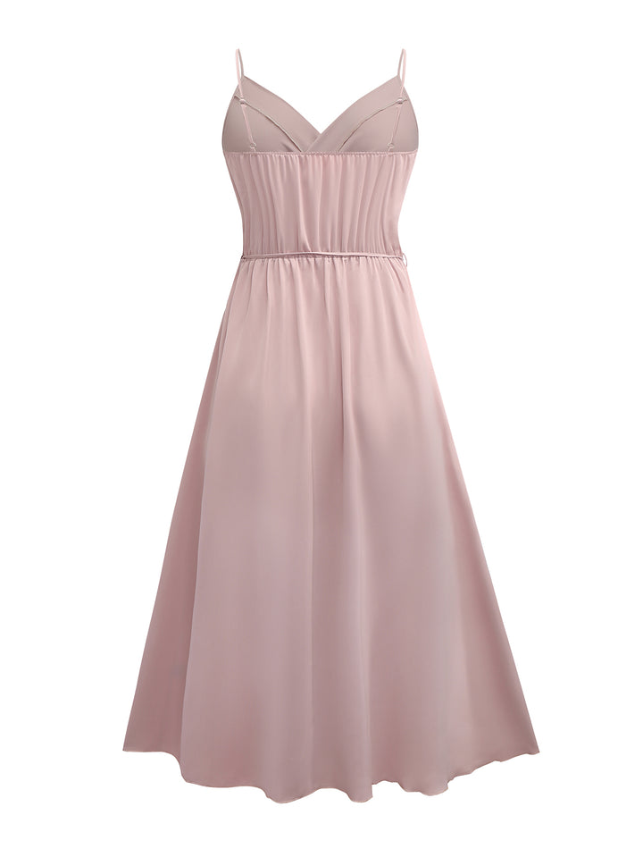 Pink High Slit Wrap Maxi Dress