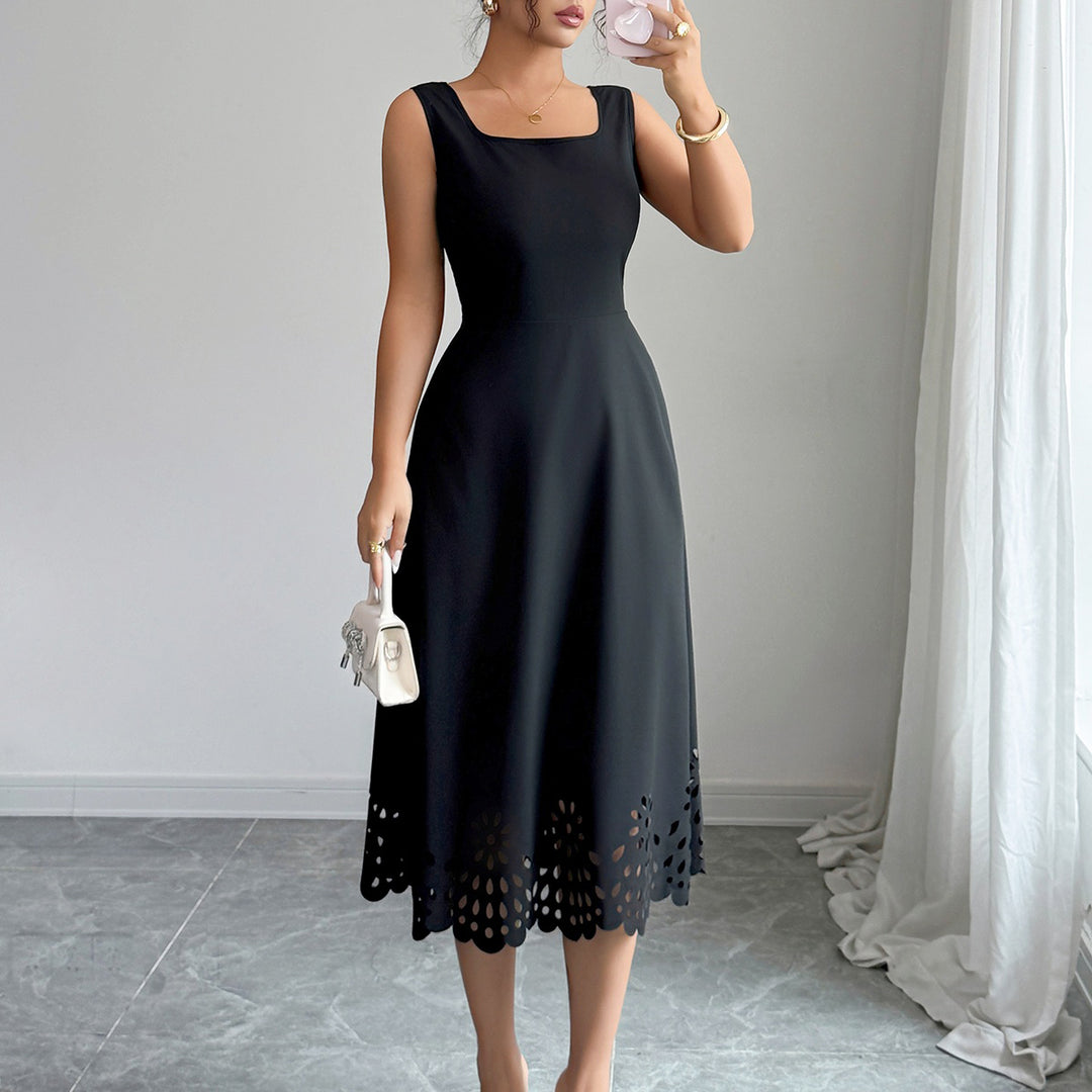 Black Shoulder Strap Fitted Dress