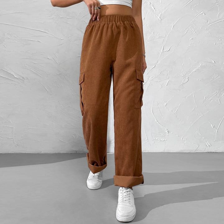 Brown High Waist Cargo Pocket Pant