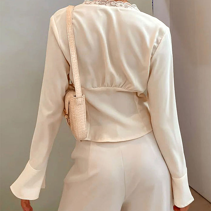 White Lace Insert Front Tie Up Shrug