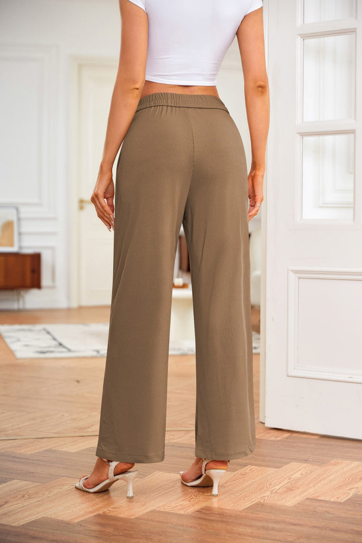 Brown Wide Leg Elasticated Trouser