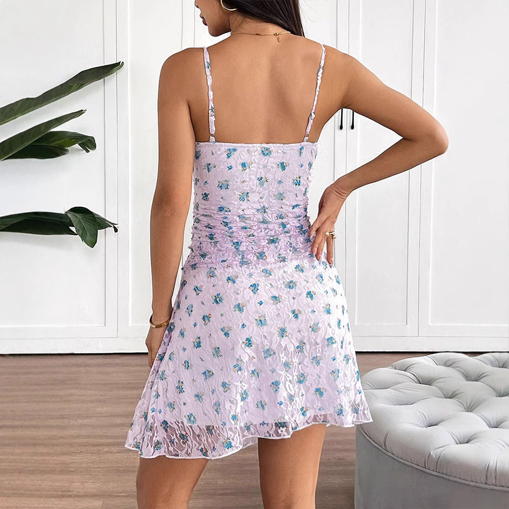 Multi Ruched Printed Mini Dress