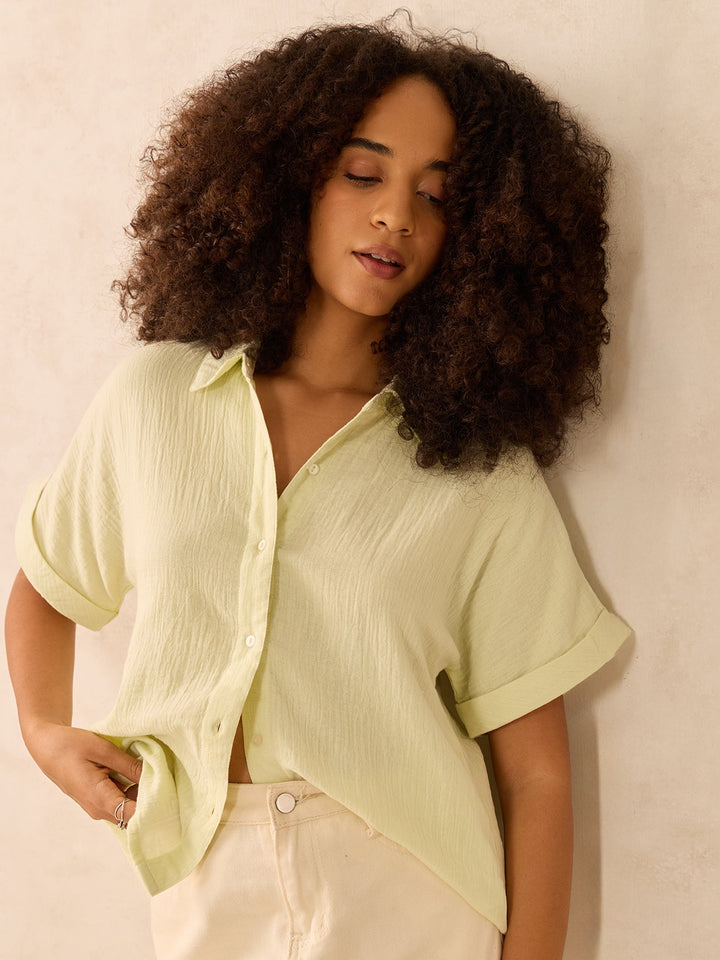 Yellow Relaxed Fit Button Down Shirt