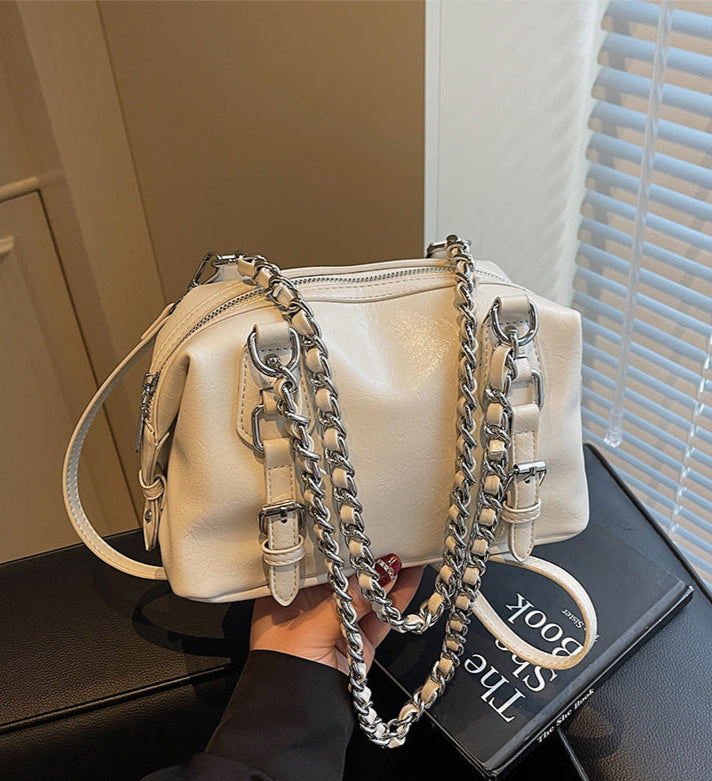 Off White Buckle Charm Shoulder Bag