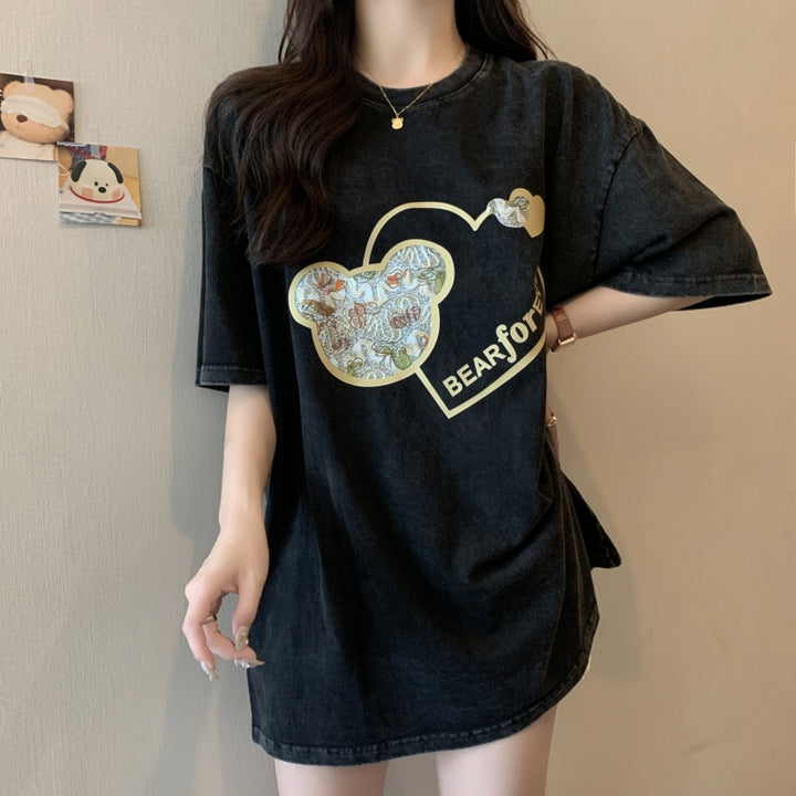 Black Chest Print Graphic Tshirt