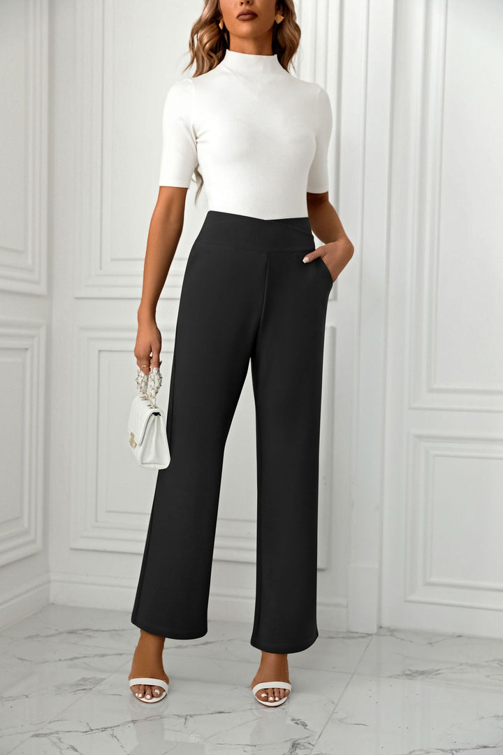 Black Straight Fit Elasticated Pant