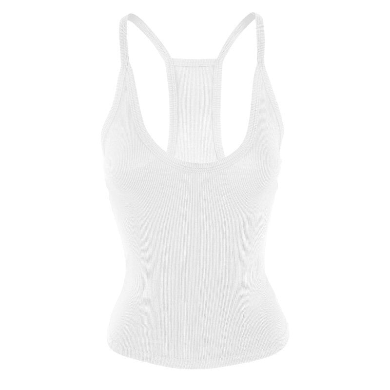 White Solid Basic Tank Top