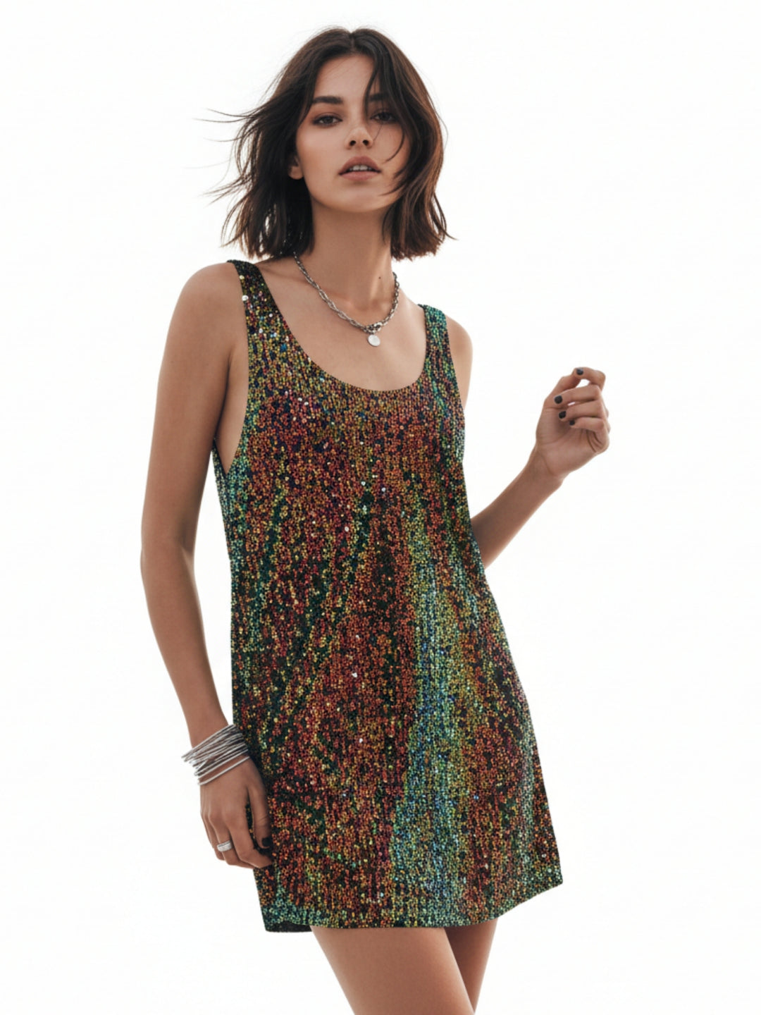 Multi Shoulder Strap Sequined Dress