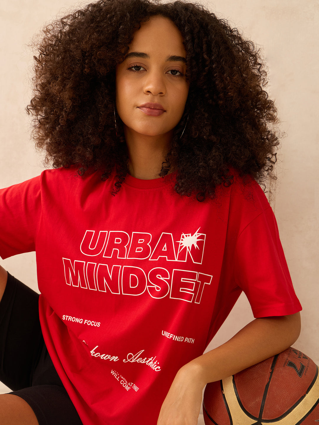 Red Crew Neck Graphic Tshirt