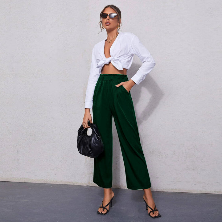 Green High Waist Ruffle Pant