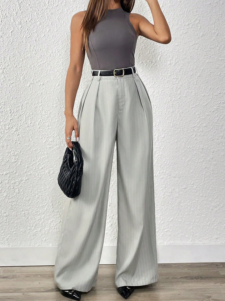 Grey Pleated Formal Trousers