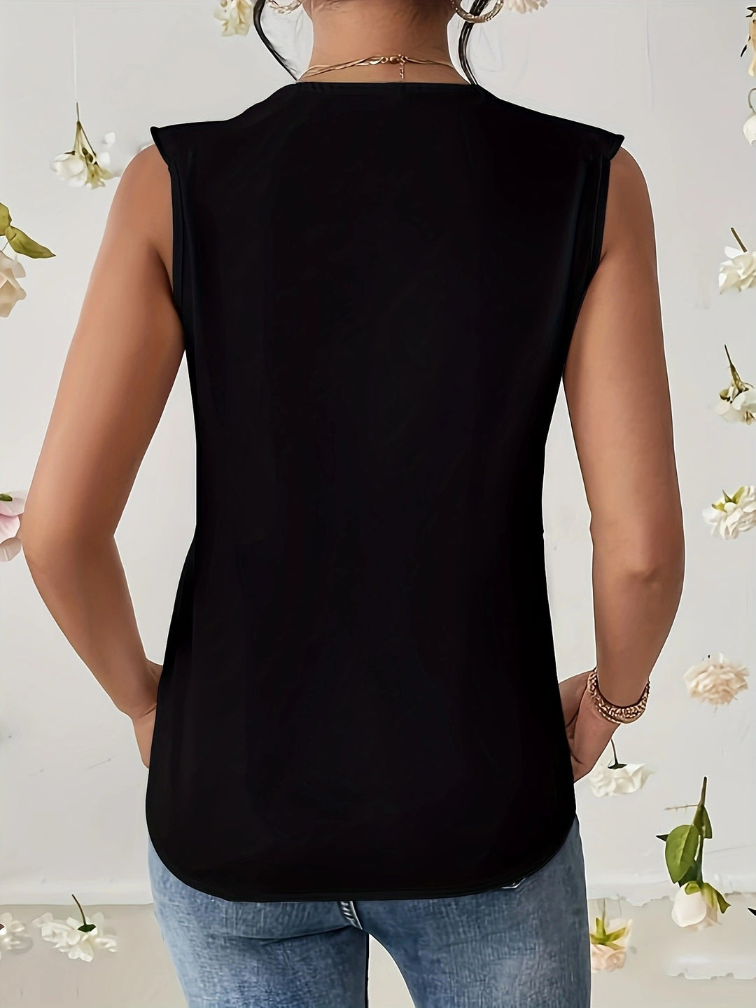 Black V-Neck Half Sleeves Top