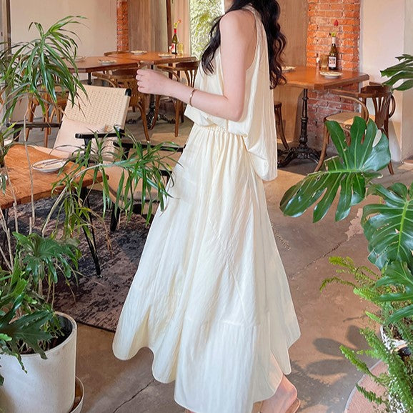 Yellow Blouson Top With Tiered Maxi Skirt