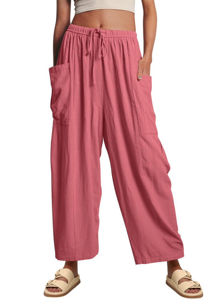 Pink Wide Leg Casual Cargo Pants