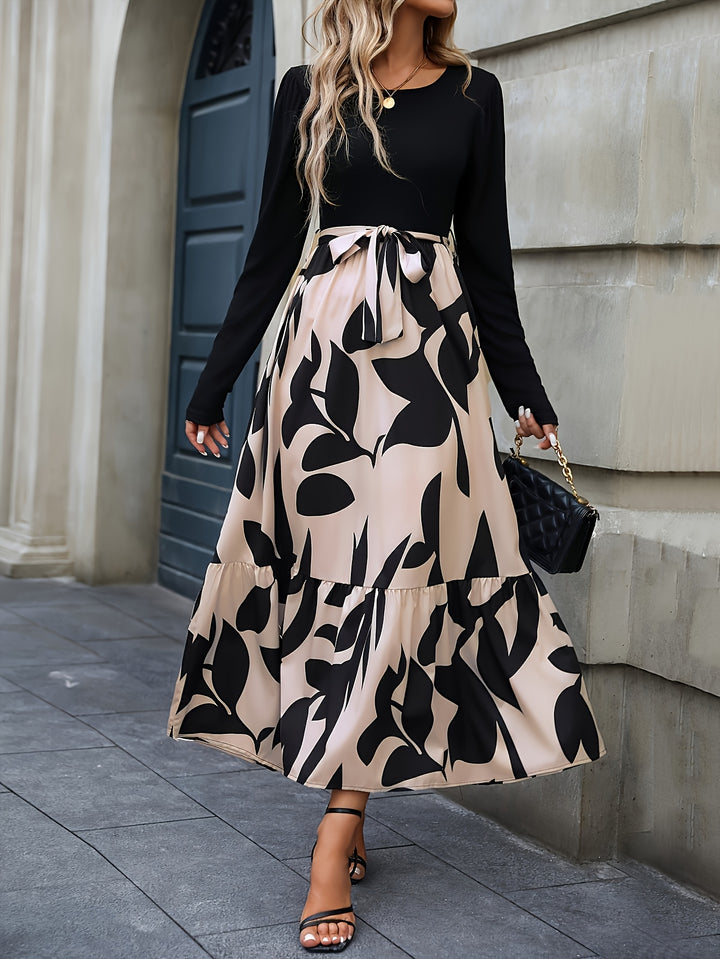 Black Printed Tiered Dress
