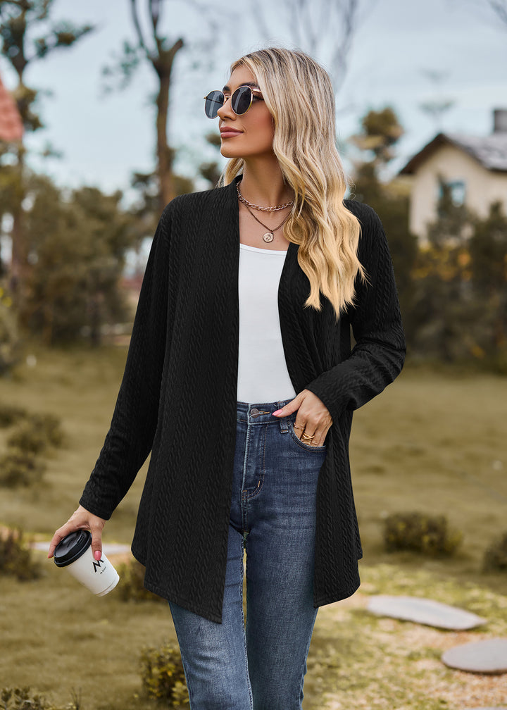 Navy Blue Solid Textured Shrug