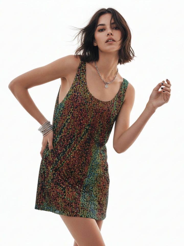 Multi Shoulder Strap Sequined Dress