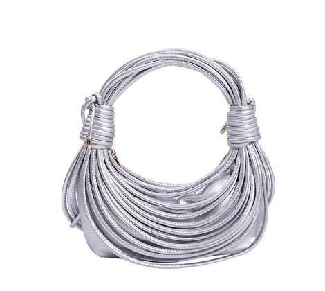 Silver Coiled Metallic Sculptural Clutch