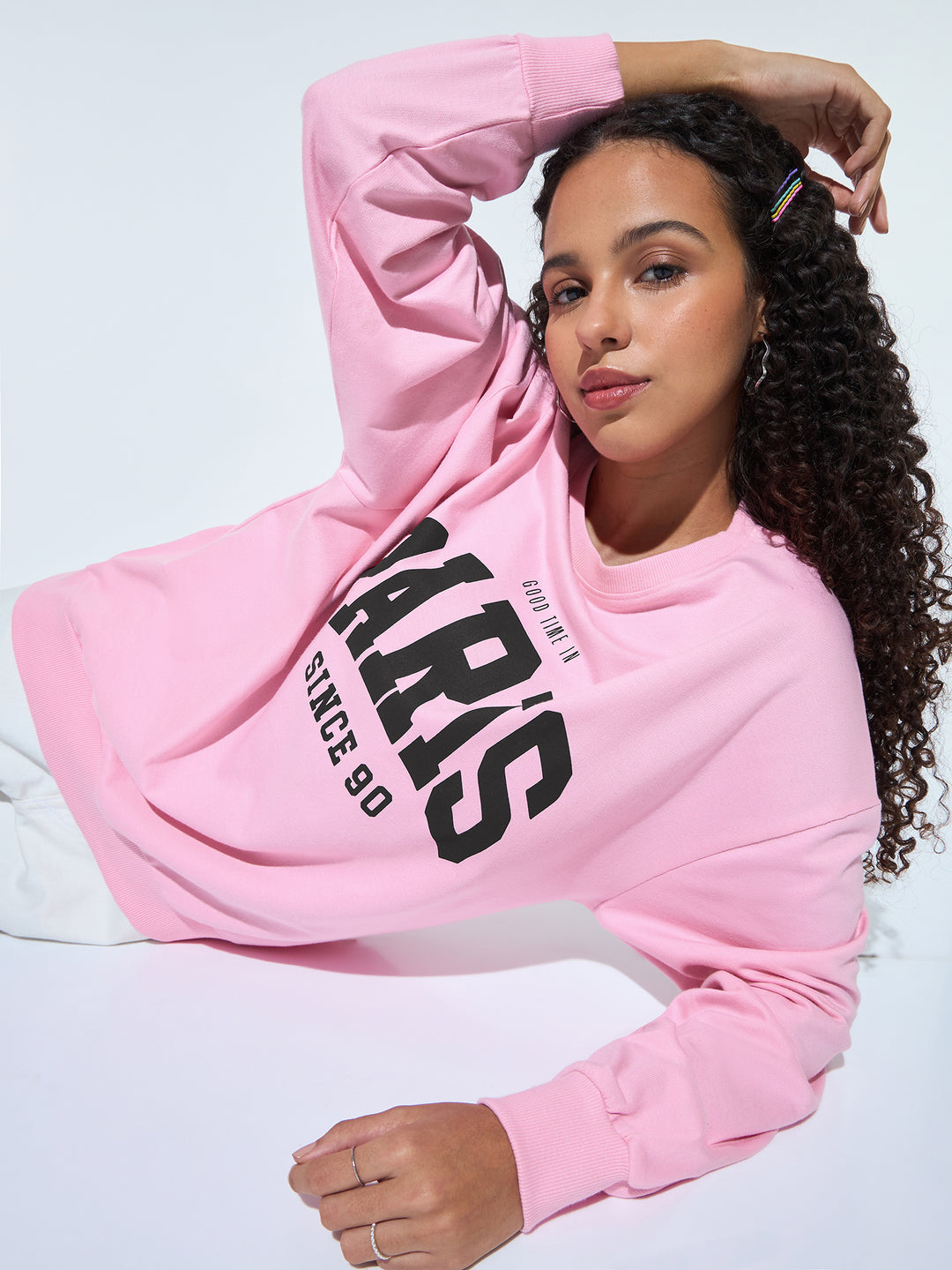 Pink Varsity Graphic Sweatshirt