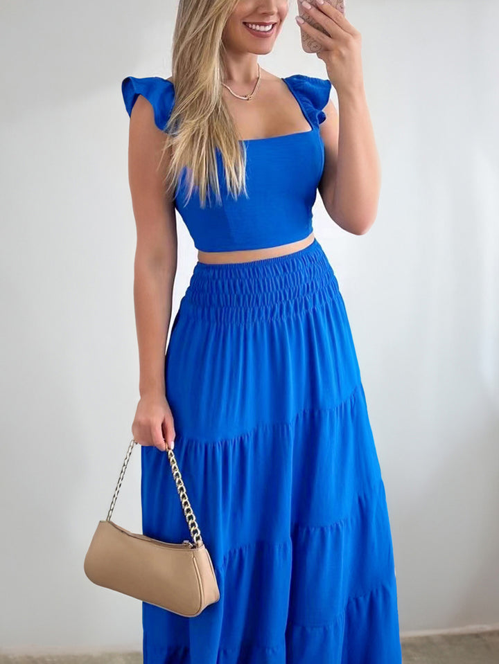 Blue Beachy Top And Skirt Co-Ord Set